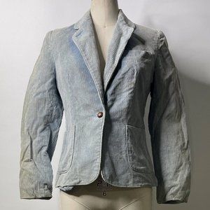 Vintage 1970s Faded Indigo Corduroy Single Breasted Blazer Jacket Womens size US
